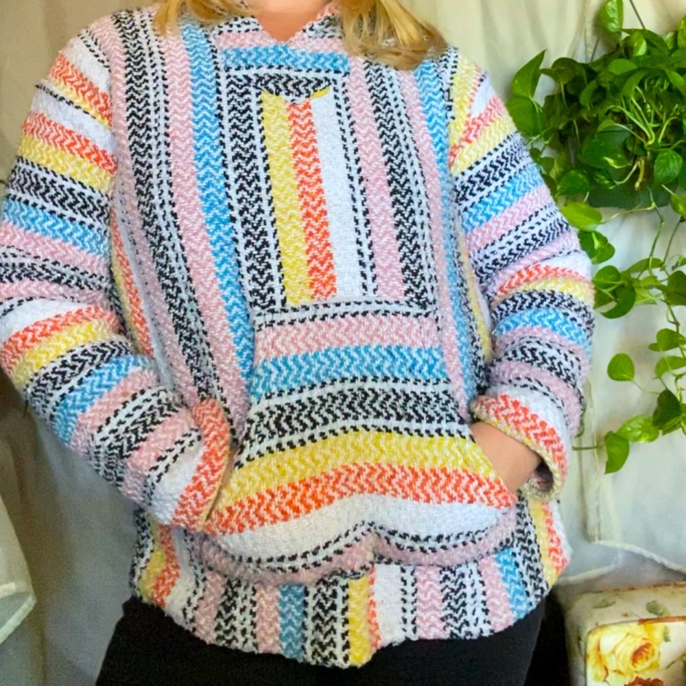 Earth Ragz multi-color pullover poncho/hoodie 🌎